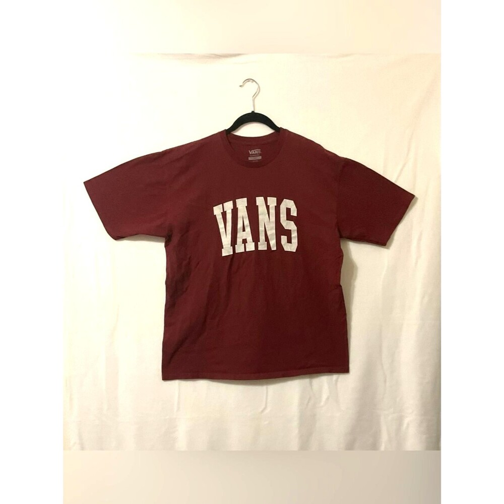 VANS Off The Wall Arch Logo Graphic Tee Large Maroon Burgundy Red Skater Cotton